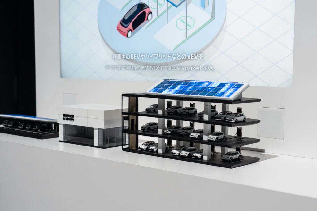 A scale model of a parking garage