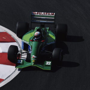 Bertrand Gachot of Luxembourg drives the #32 Jordan Team 7up Jordan 191 Ford HB 3.5 V8 during practice for the Rhone-Poulenc French Grand Prix on 6th July 1991 at the Circuit de Nevers Magny-Cours in Magny Cours, France. (Photo by Pascal Rondeau/Getty Images)