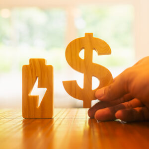 Dollar symbol with electricity symbol. concept of household utilities expenses monthly electricity bill more expensive electricity bills.