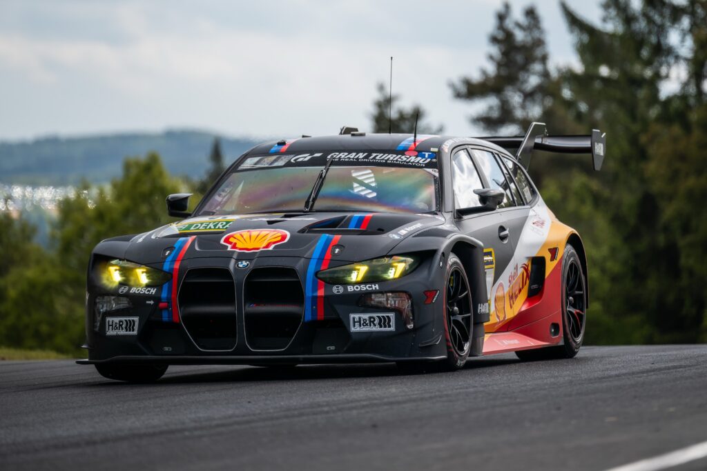 16 May 2026, Rhineland-Palatinate, Nürburg: The BMW M3 Touring 24h with starting number 81 from the BMW M Motorsport team with drivers Jens Klingmann, Ugo de Wilde, Connor de Phillippi and Neil Verhagen will race on the Nordschleife of the Nürburgring during the 24h race. Photo: Silas Stein/dpa (Photo by Silas Stein/picture alliance via Getty Images)