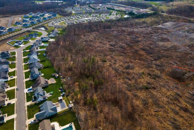 Aerial picture of subdivision next to proposed data center location