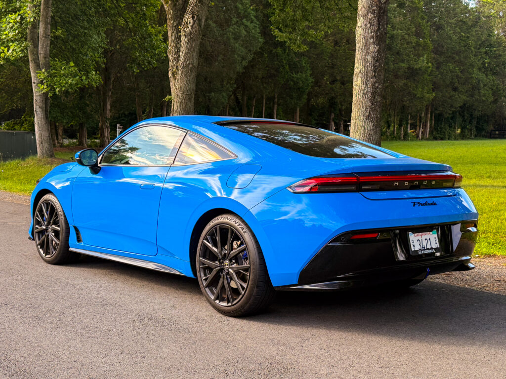 A blue Honda prelude