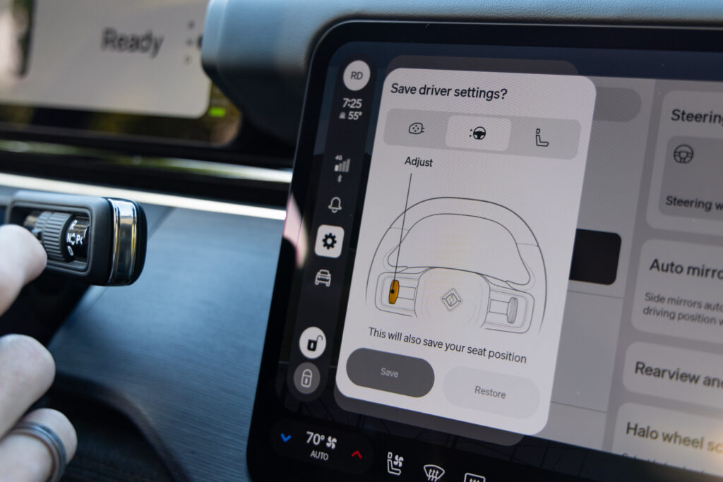 Picture of Rivian infotainment.