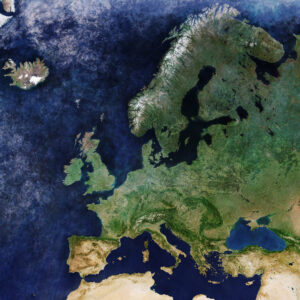 This mosaic of cloud-free images from the Copernicus Sentinel-3A satellite spans the entire continent of Europe, and more. The view stretches from Iceland in the northwest across to Scandinavia and Russia in the northeast, and from the northern tips of Norway and Finland to as far south as Algeria, Libya and Egypt.