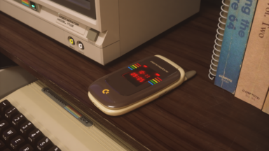 Commodore Callback 8020 in the BASIC Beige 005 colorway and sitting next to a Commodore desktop