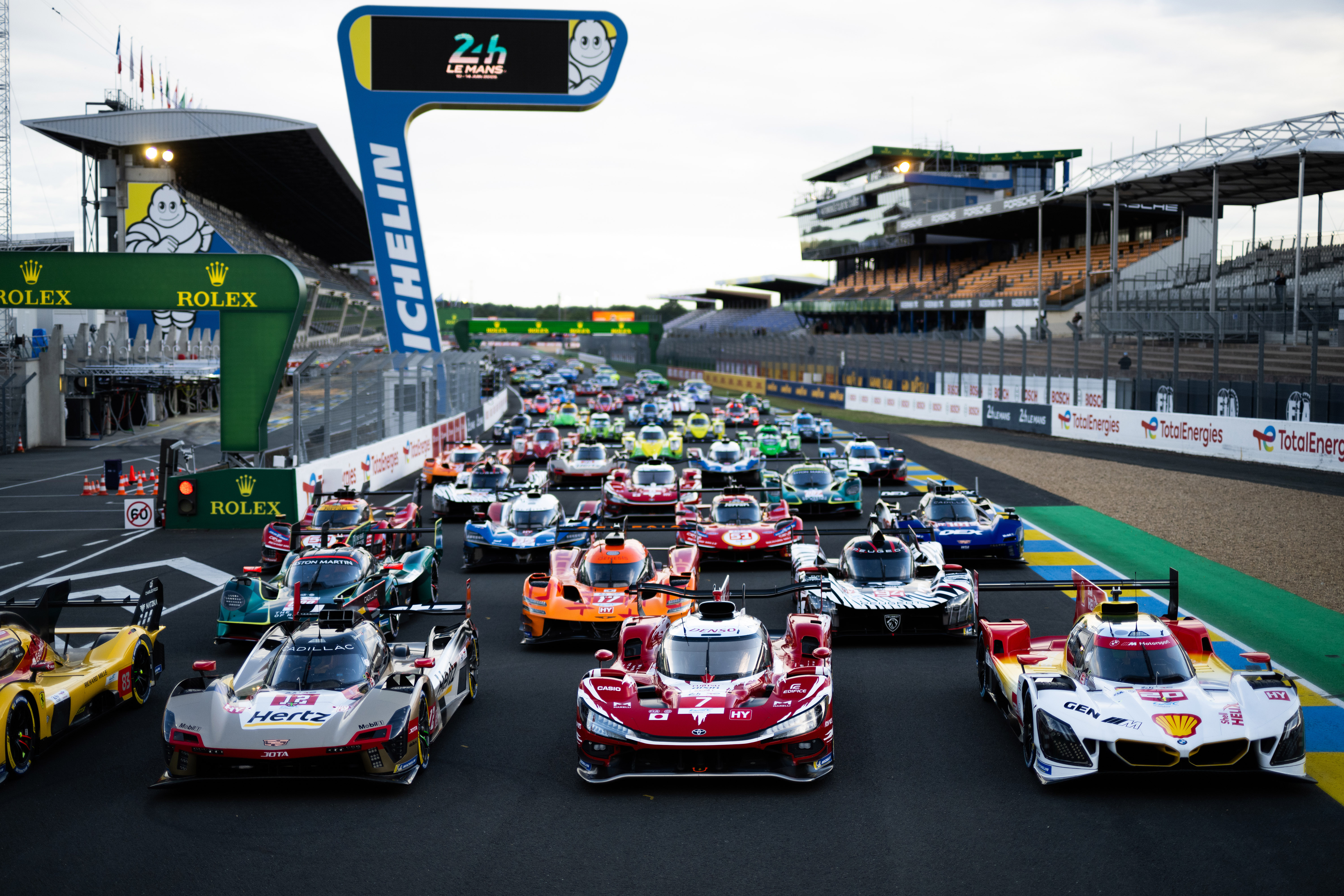 LE MANS, FRANCE - JUNE 9: The line up of cars photograph during previews ahead of the Le Mans 24 Hours at the Circuit de la Sarthe on June 9, 2026 in Le Mans, France. (Photo by James Moy Photography/Getty Images)