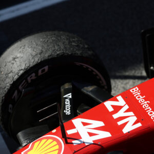 BARCELONA, SPAIN - JUNE 14: The car of Lewis Hamilton of Great Britain and Scuderia Ferrari in parc ferme during the F1 Grand Prix of Barcelona-Catalunya at Circuit de Barcelona-Catalunya on June 14, 2026 in Barcelona, Spain. (Photo by Mark Thompson/Getty Images)