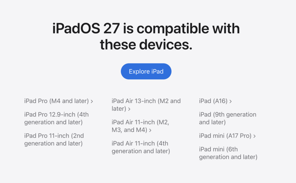 iOS 27 and iPadOS 27 don't drop support for any iPhones—and just a few ...