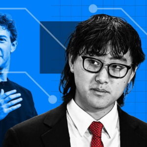 Photo montage showing Alexandr Wang and Mark Zuckerberg