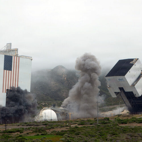 Towers once planned for California shuttle launches leveled for SpaceX rockets