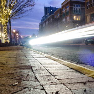 A long exposure of headlights at night