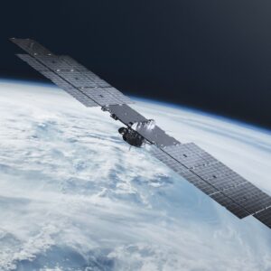 An illustration of a Pulsar satellite developed by Xona Space Systems for providing PNT services from low Earth orbit.