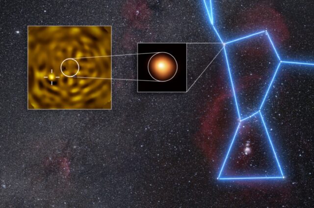 The image in the middle inset in this image was taken in January 2019 with the SPHERE instrument at ESO’s VLT, and shows