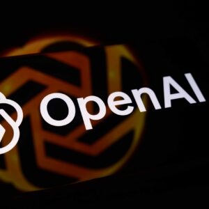An OpenAI logo displayed on a phone screen