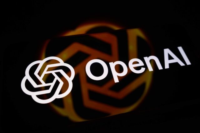 An OpenAI logo displayed on a phone screen