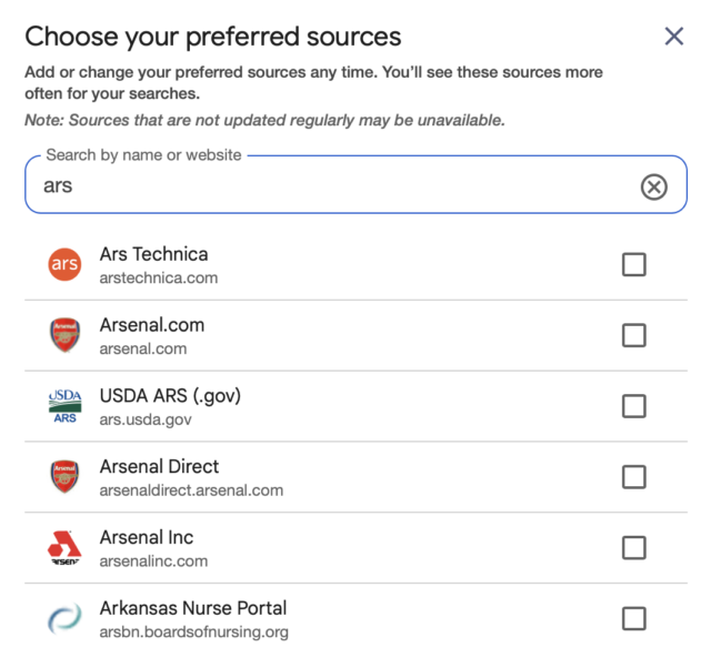 Google preferred sources
