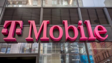 A large T-Mobile logo on the outside of a building