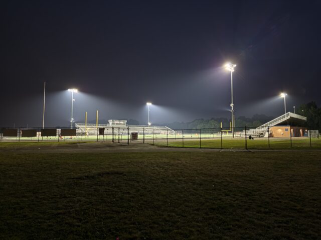 Football field at night with Z Fold 8 Ultra