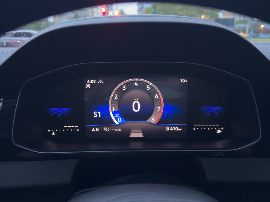 Jetta main instrument panel configured as a tachometer.