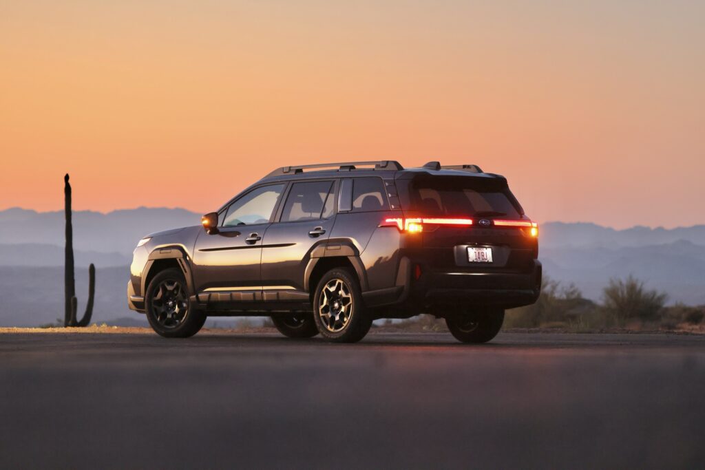 Subaru Outback from the rear at dusk