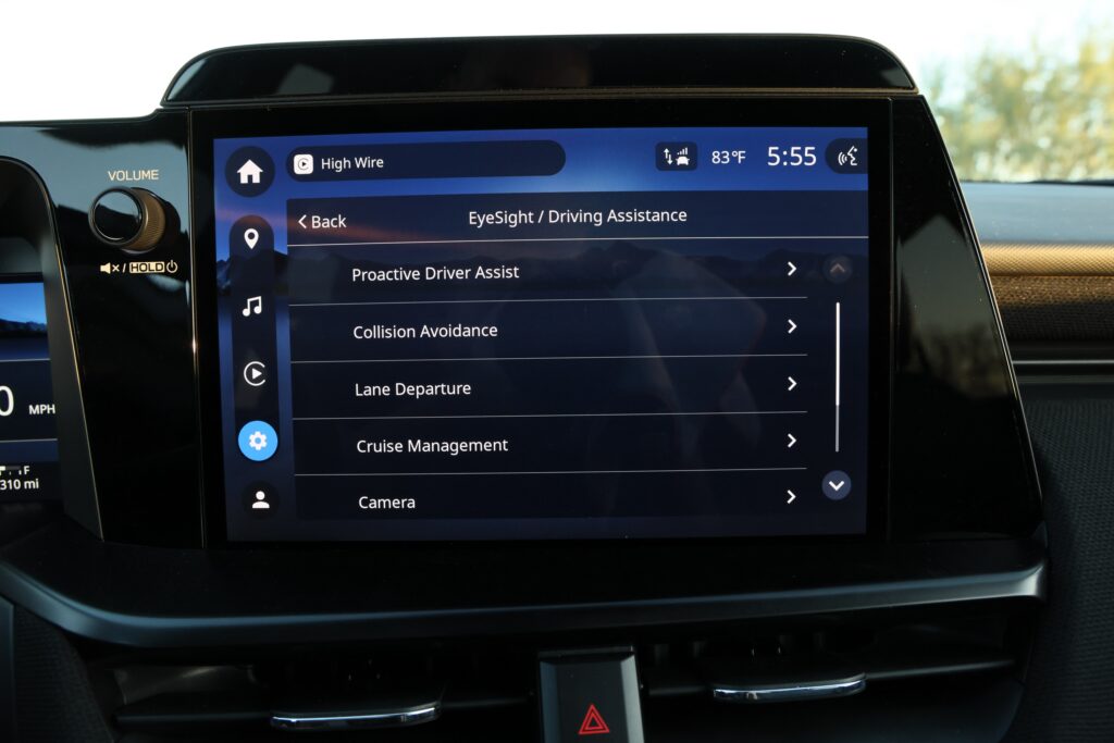 A Subaru infotainment screen.