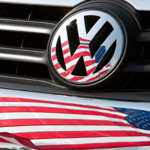 FILE - An archive picture of a US-flag that is being reflected in a Volkswagen car front in Chattanooga, US, 15 May 2009. Photo: Friso Gentsch/dpa (Photo by Friso Gentsch/picture alliance via Getty Images)