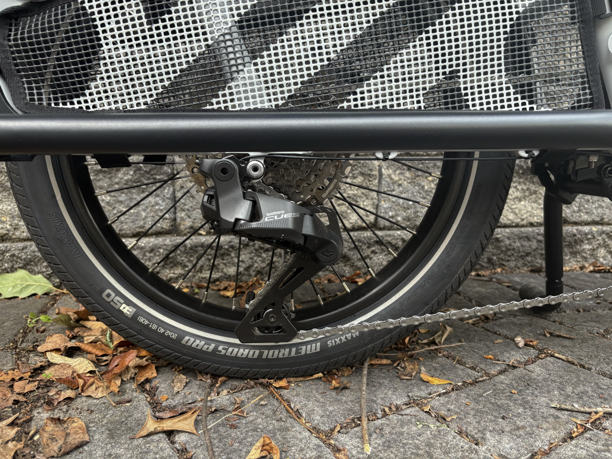Image of the rear derailleur of a bicycle.