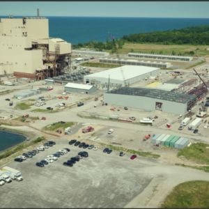 Aerial view of data center under construction