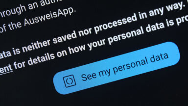 Screenshot of personal data warning