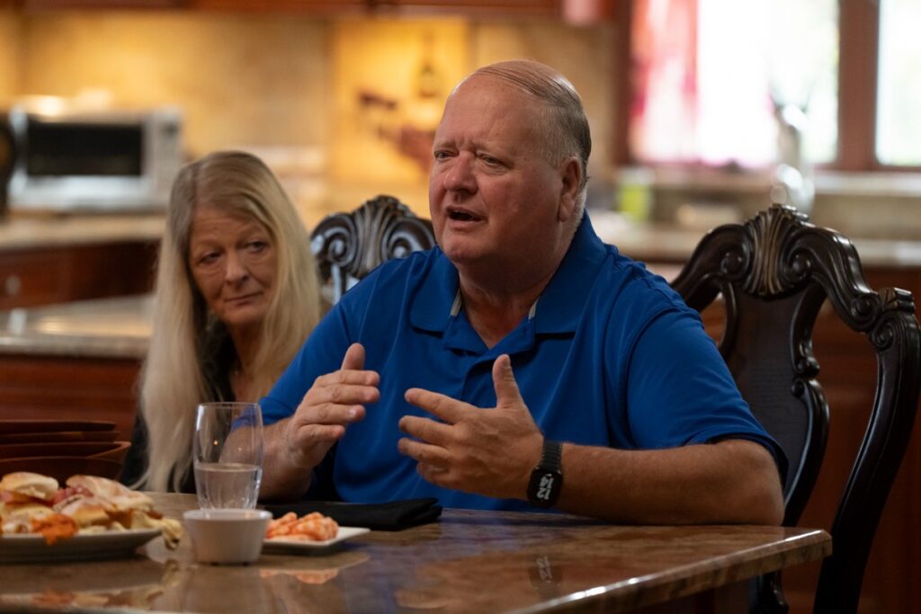 Bill Spade and his wife during their reunion with Carol D'Allara.