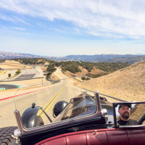 The view from the passenger seat of a 1926 Bentley Super Sports