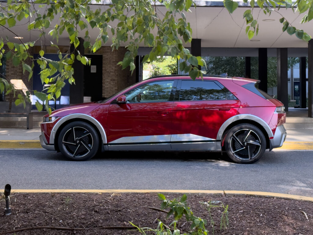 A red Hyundai Ioniq 5