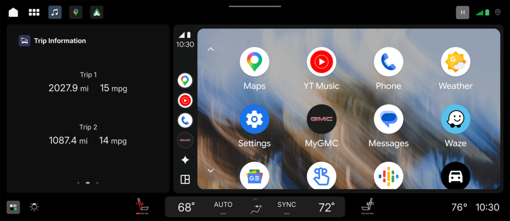 GM infotainment screen shot showing android auto
