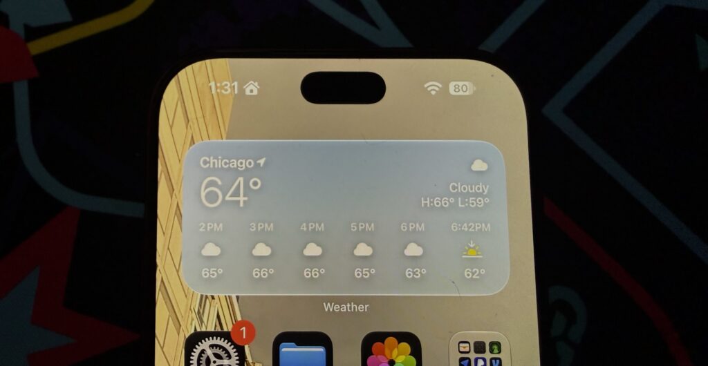 A small, black, oval-shaped cutout in the top of the screen