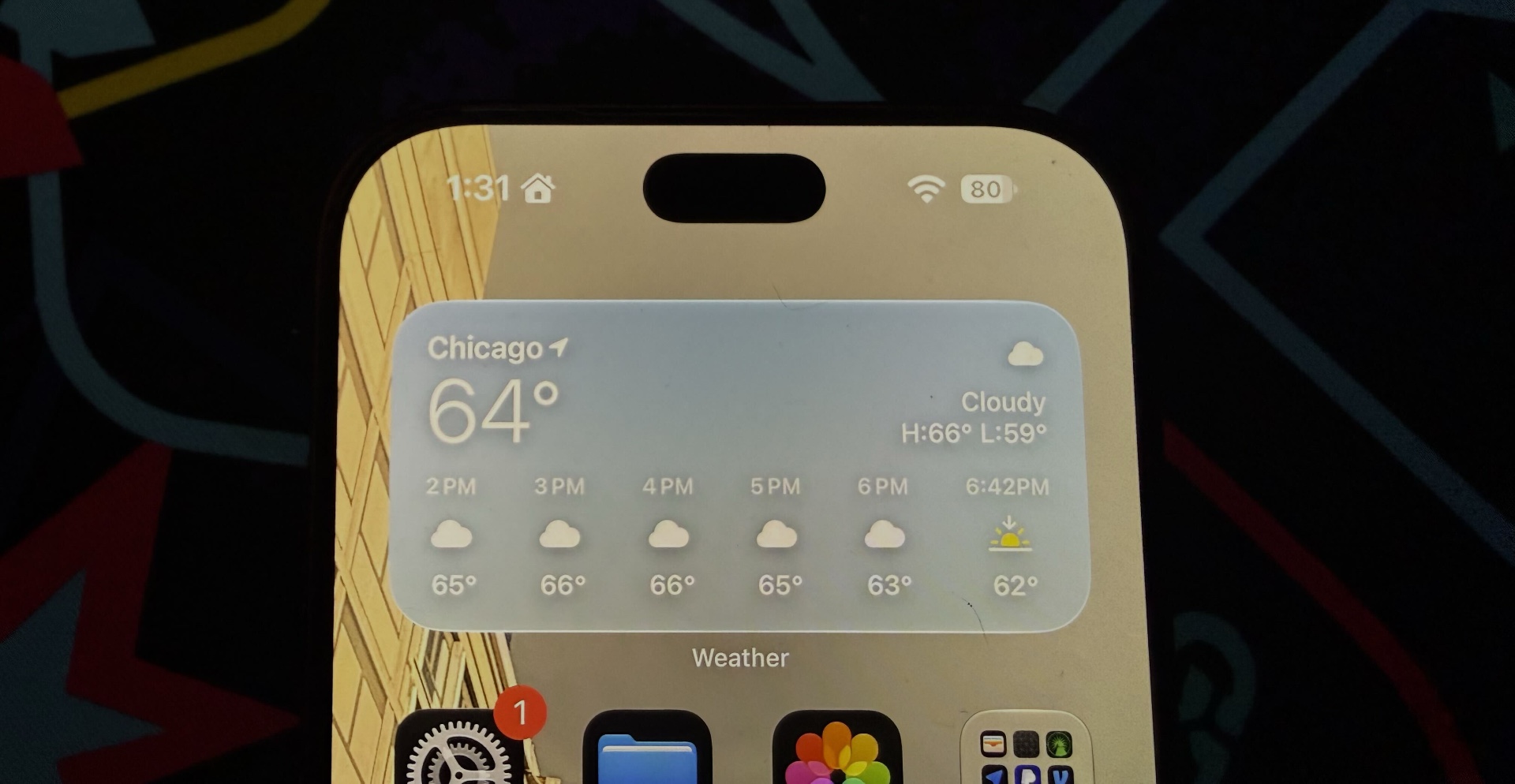 A small, black, oval-shaped cutout in the top of the screen