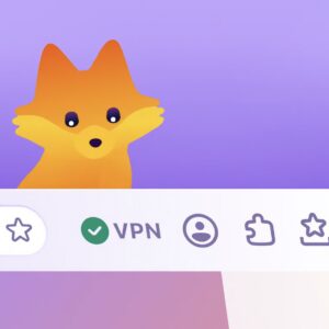 A fox looks at a browser window