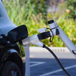 A robot charges a Geely EV in china