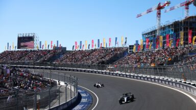 MADRID, SPAIN - SEPTEMBER 13: Andrea Kimi Antonelli of Italy driving the (12) Mercedes AMG Petronas F1 Team W17 leads Carlos Sainz of Spain driving the (55) Williams FW48 Mercedes on track during the F1 Grand Prix of Spain at Madring on September 13, 2026 in Madrid, Spain. (Photo by Clive Rose/Getty Images)