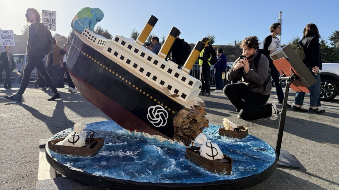 What Iceberg?: Bay Area artists target OpenAI with Titanic-themed protest art