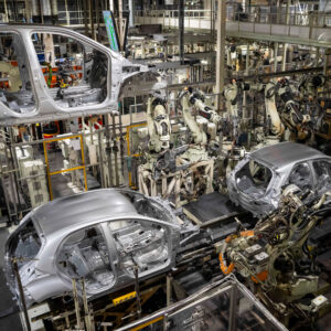 Robotic arms on the vehicle assembly line at the Toyota Motor Manufacturing Czech Republic s.r.o. plant in Kolin, Czech Republic, on Feb. 2, 2026.