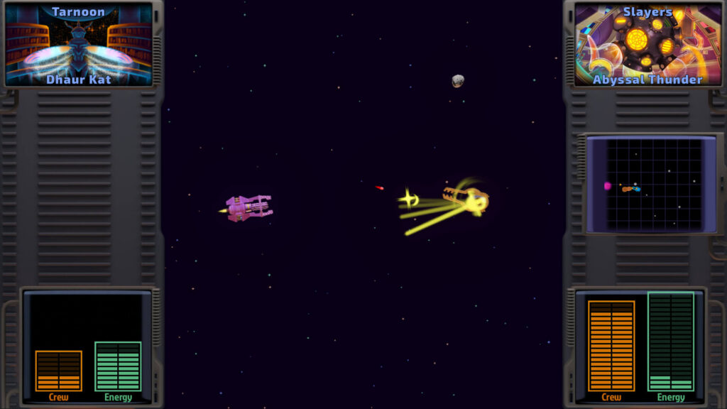 Screenshot of 1-v-1 combat in the demo, showing a Slayer Skald fighting a Tarnoon Lathe