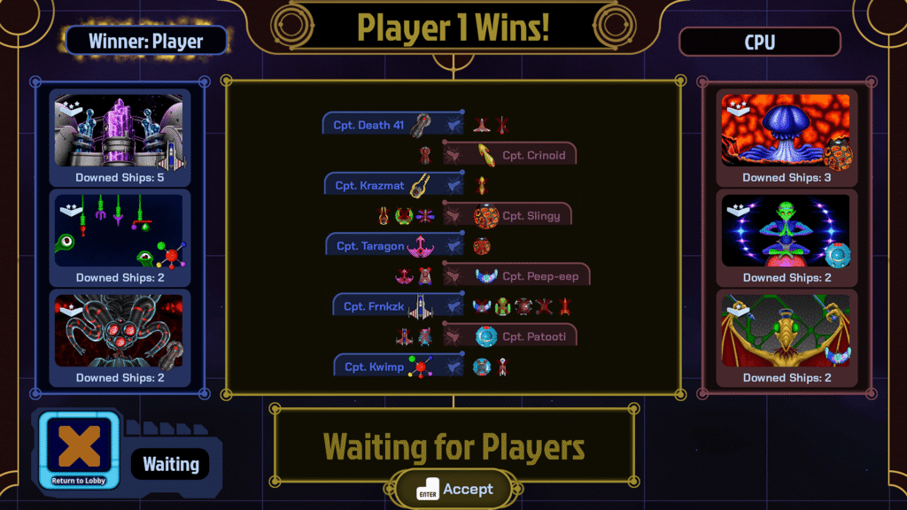 Screenshot of post-match outcome screen