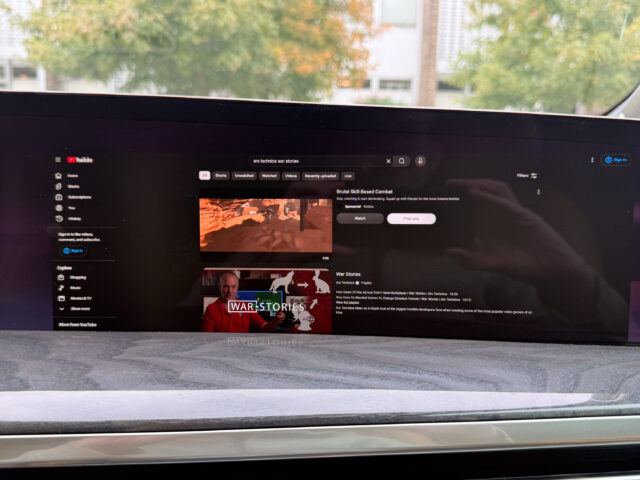 YouTube displayed on the Cadillac Escalade IQ passenger screen