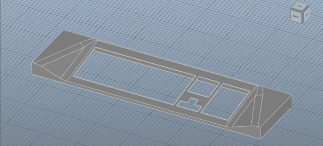A mockup in 3D printing software of a potential keyboard cover design.