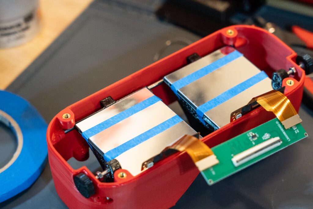 Tape on the components around the displays