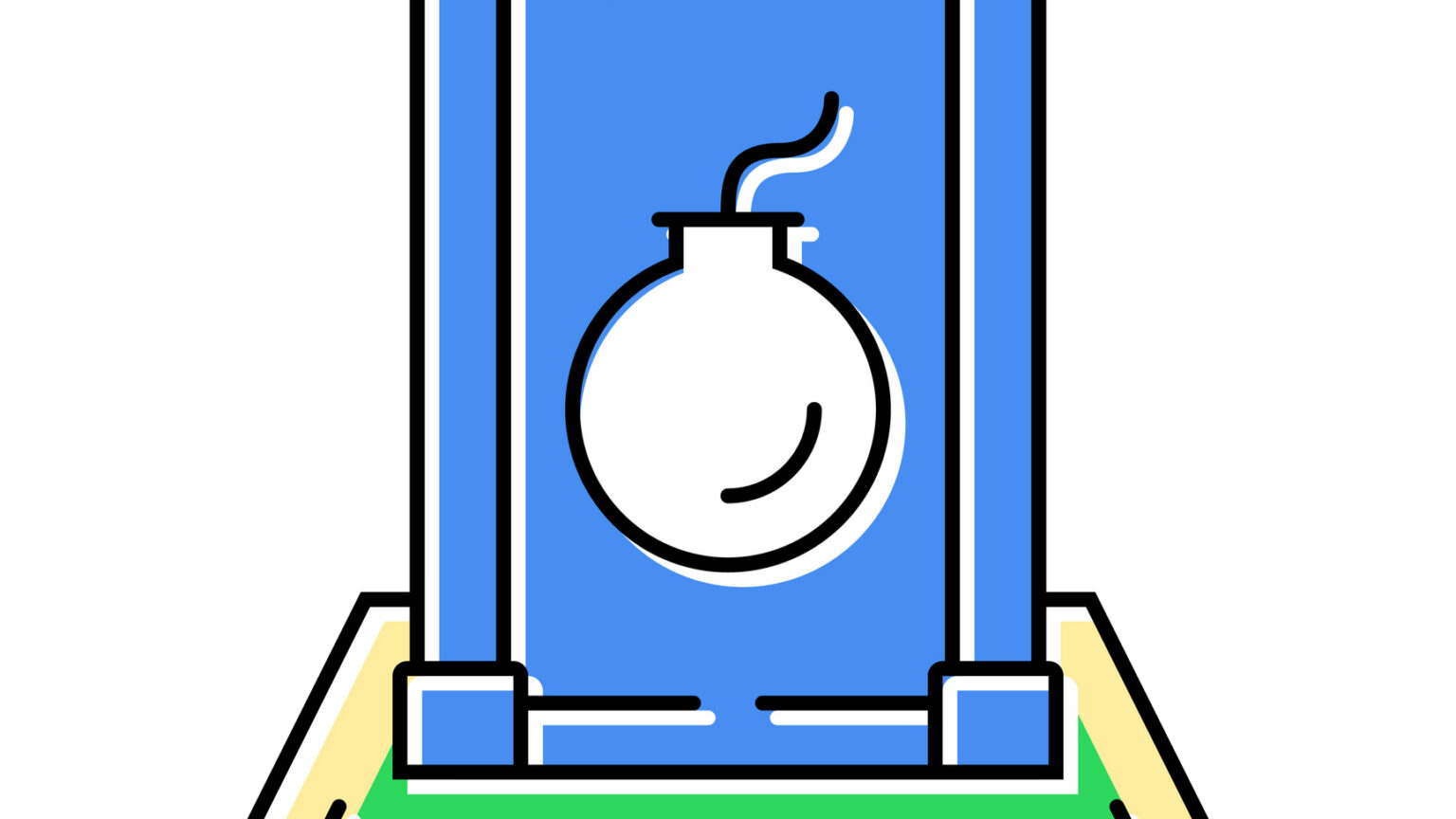 A cartoon version of a Stratego piece, specifically one showing a bomb.