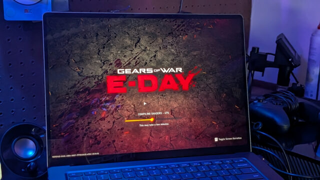 Gears of War: E-Day loading on the Surface Laptop Ultra