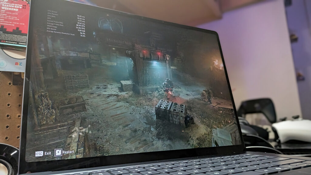 An internal benchmark tool running in Gears of War: E-Day
