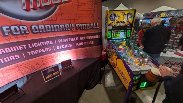 A Pokemon pinball machine that has been modified to be played with the drums from Nintendo Gamecube's Donkey Konga