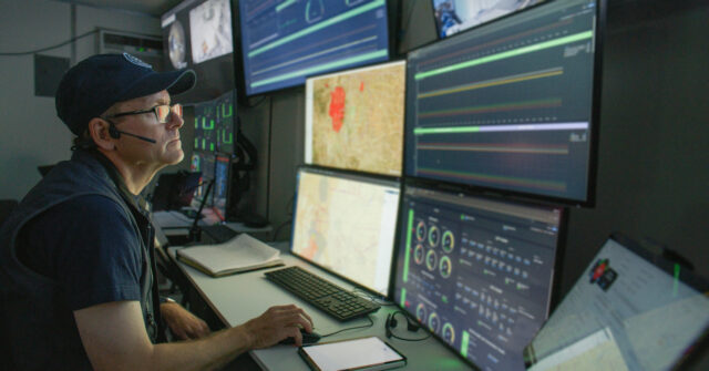 The Sceye team monitors the performance of a high altitude platform system (HAPS) during its roundtrip flight from New Mexico to Japan.